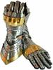 Medieval Knight Gauntlet Gloves Pair Brass Accents Crusader Armor Steel Gloves