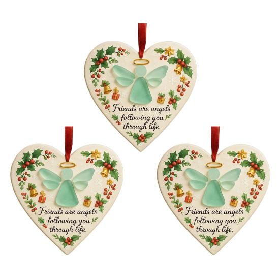 Sea Glass Angel Ornament Friends Are Angels Sea Glass Art Christmas Ornament Friendship Heart Keepsake for Best Friends