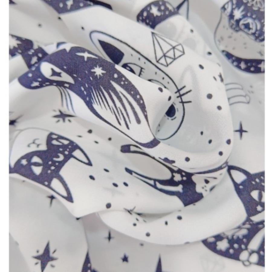 Patchwork Color Lapel Collar Blouses & Shirts White Cat Printed Tops Women’s Clearance In Stock