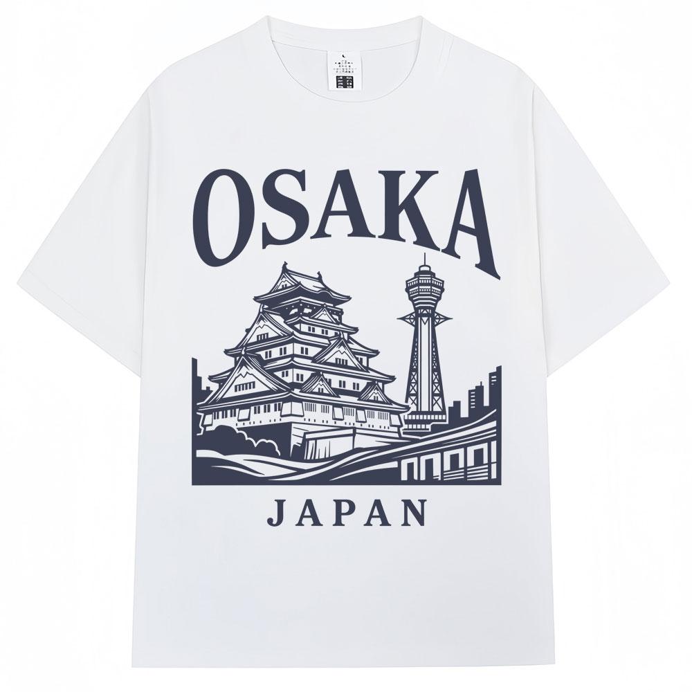 Japanese Style Osaka Print Tshirts Travel Destination Souvenir Unisex Unisex Fashion Vintage Short Sleeve Oversized Cotton T Shirts