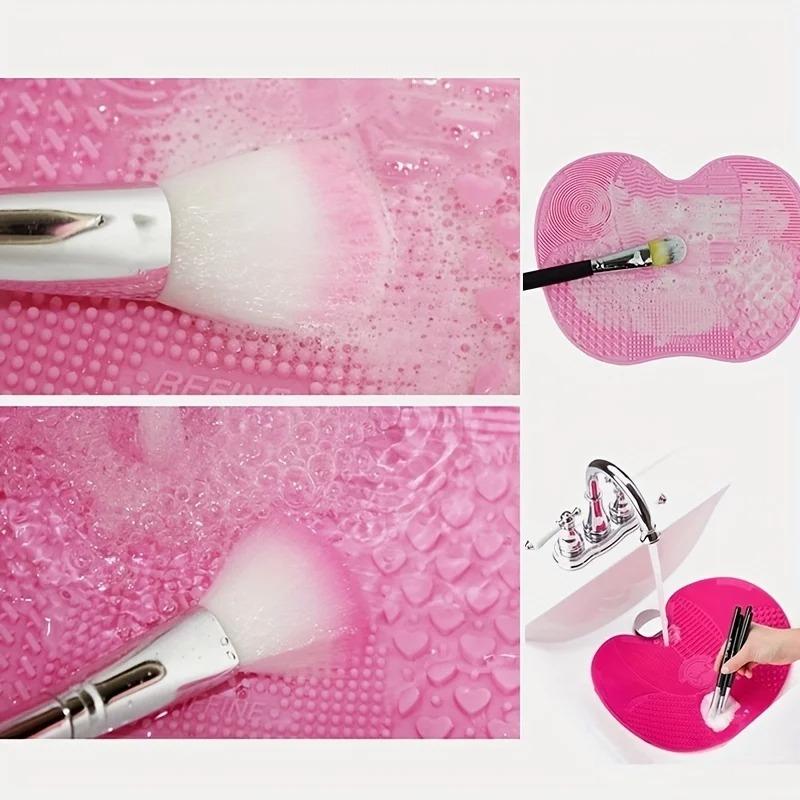 Apple Shaped Silicone Makeup Brush Cleaning Pad with Multi Specification for Foundation Brush Cleaning  Beauty Tool with Suction Cup