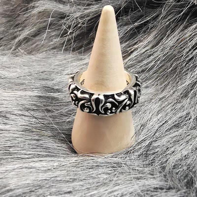 Personalized Sterling Silver Vine Ring for Couples – Trendy Unisex Retro Band