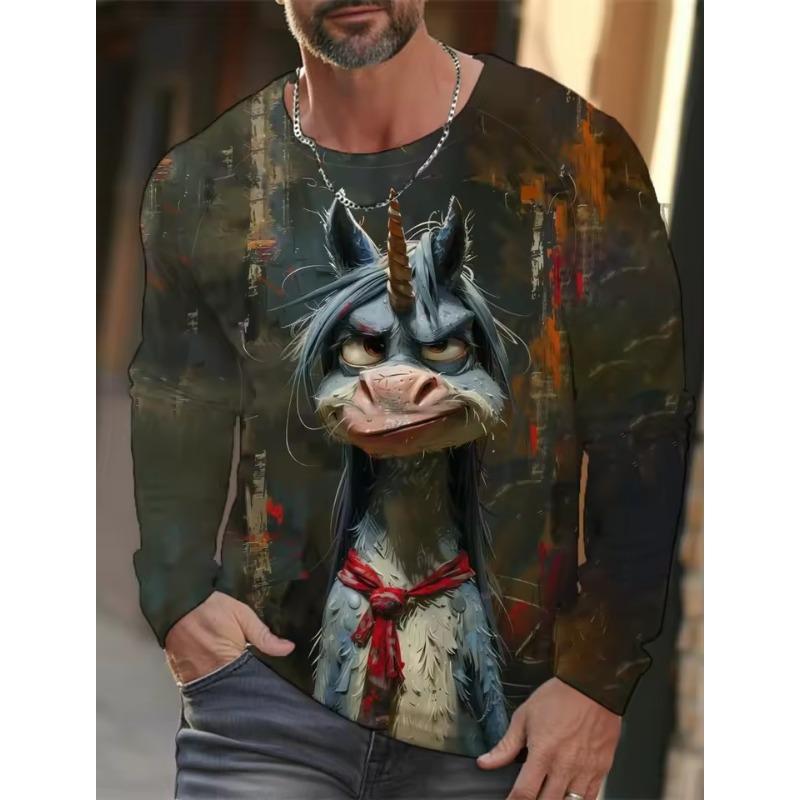 

Забавный дизайн с животными, ретро, мужская, 3D-печать, уличная, повседневная, серая, с длинным рукавом, с круглым вырезом, одежда для весны и осени 5XL