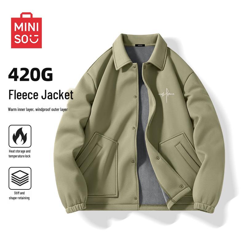 MINISO Men s American Style Fleece-Lined Lapel Jacket 2XL