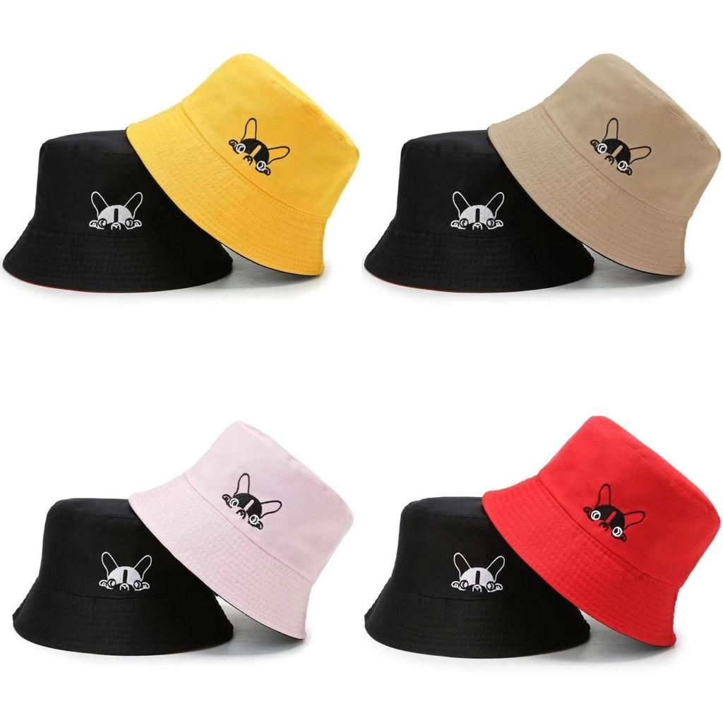 Double Faced Dog Print Fisherman Hat Lightweight Sun Protection Cap Gift Cute