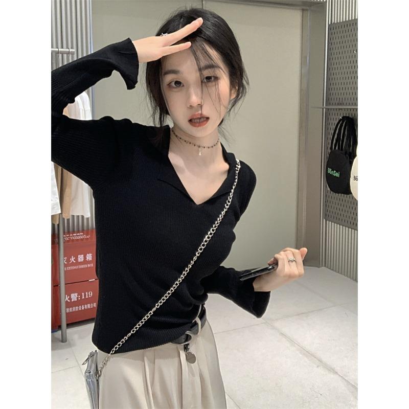 New Women's Autumn and Winter Niche Knitted Sweater Design Bottoming Shirt Women's Early Autumn Slim-fit Inner Long-sleeved Top