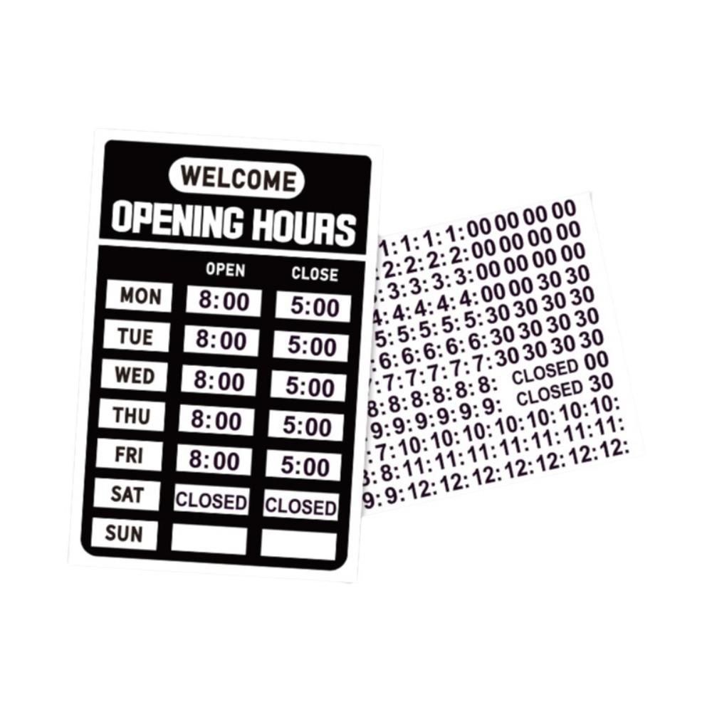 Self-Adhesive Business Hours Sticker Waterproof Open Close Time Sign  Glass Door Application