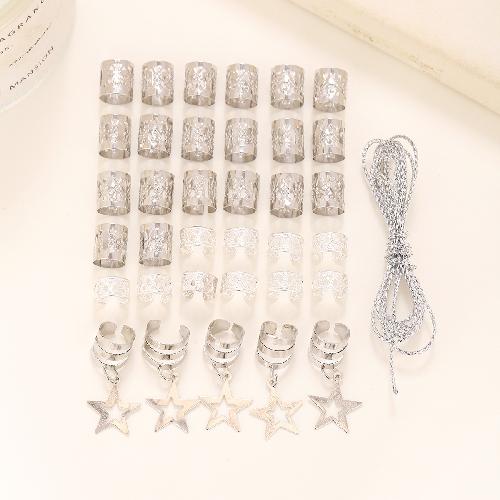 5pcs/bag Silver Metal Hair Rings Braid Dreadlocks Bead Hair Cuffs Dread Tube Charm Dreadlock for DIY Hair Accessaries