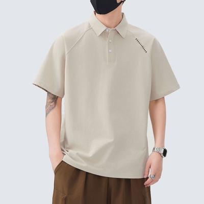 Camisa POLO Masculina de Verão Nova Solta de Manga Curta Masculina Lapela Fina T-shirt Curta