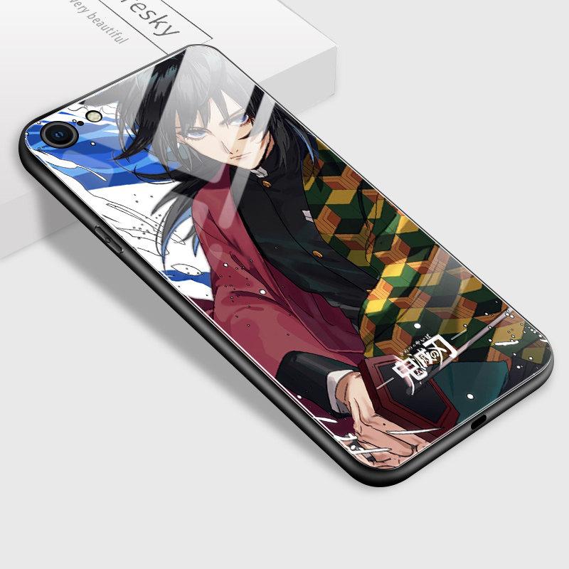 Tempered Glass Phone Case for iPhone Samsung Galaxy Infinix TPU Soft Edge Fashion Japanese Anime Patterns Shockproof Cover Cases