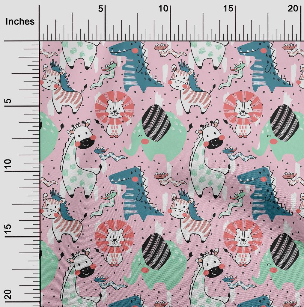 oneOone Cotton Flex Amethyst Fabric Kids Cutie Animal Sewing Material Print Fabric by The Yard 40 Inch