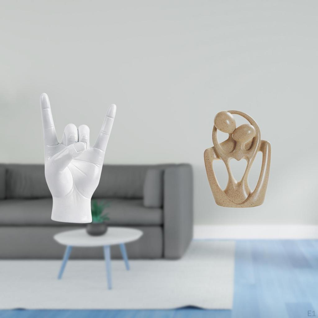Rock Gesture Sculpture for Apartment Bedroom Restaurant Decor with Abstract Couple Figurine Creative