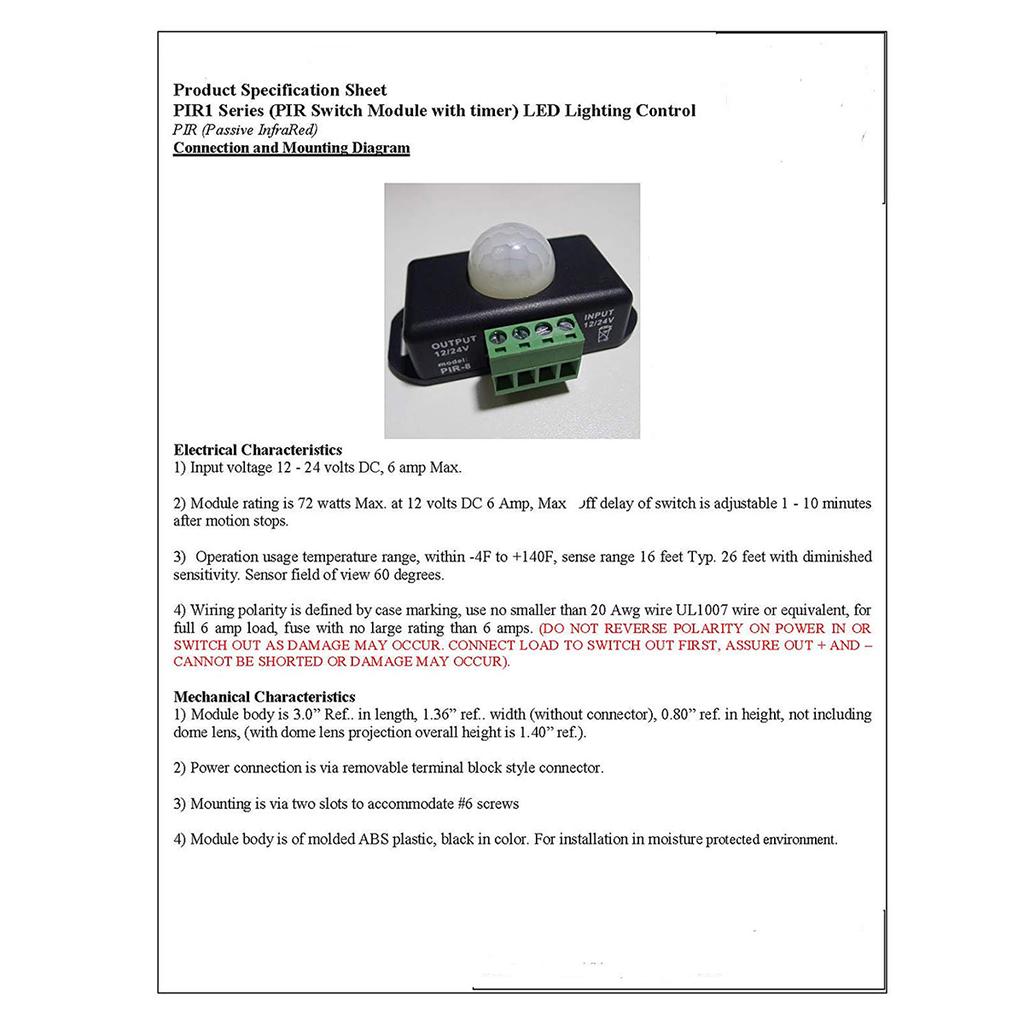 Dc 12v 24v 6a Infrared Pir 8 Motion - Pir 8 Wiring Diagram Dc 12v 24v 6a Infrared Pir 8 Motion - Pir 8 Wiring Diagram