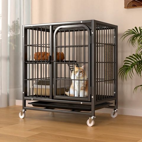 Extra Large Indoor Cat Cage with Toilet for Home Use Reinforced Heavy Duty Four Tier Square Tube Cat Villa