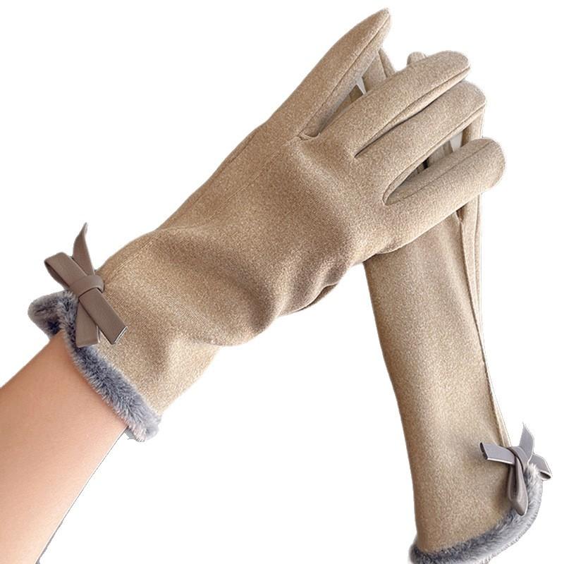 Winter Women Can Touch Screen Add Velvet Thick Cold and Warm Gentle and All-matching High-end Gloves