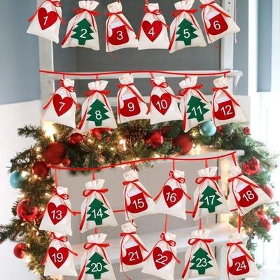 Christmas Decoration for Home Date 1-7 1-12 1-24 1-31 Fabric Christmas Advent Calendar Garland Wall