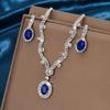 Rhinestone Teardrop Tassel Necklace & Earrings Set: Elegant European-American Light Luxury Clavicle Chain for Women