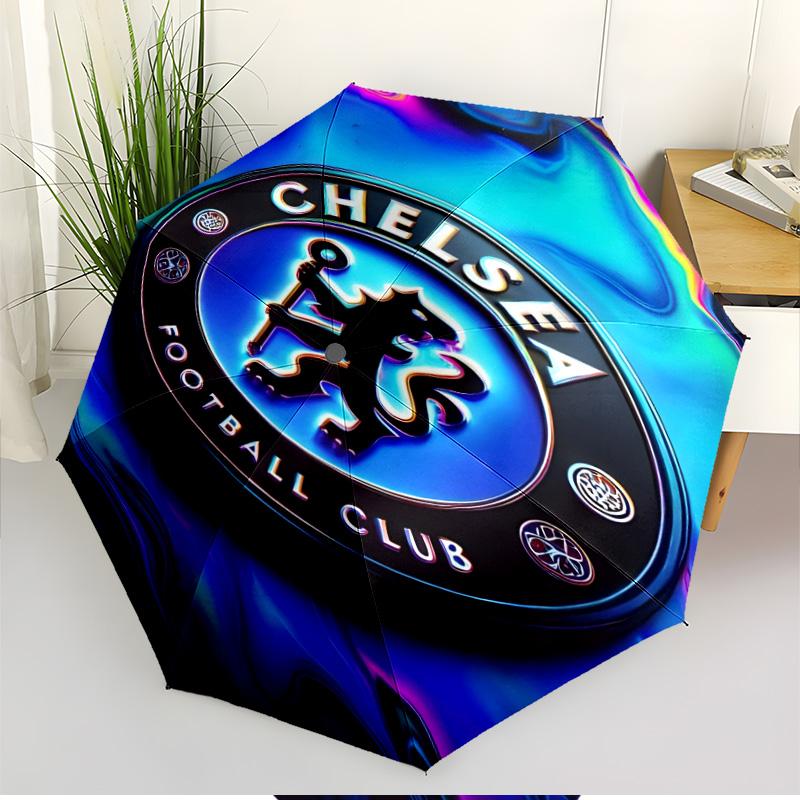 Parasol z nadrukiem Chelsea F.C. Automatyczne otwieranie i zamykanie, Przenośny składany parasol, na zewnątrz, do dojazdów, na wycieczkę kempingową, Idealny prezent urodzinowy