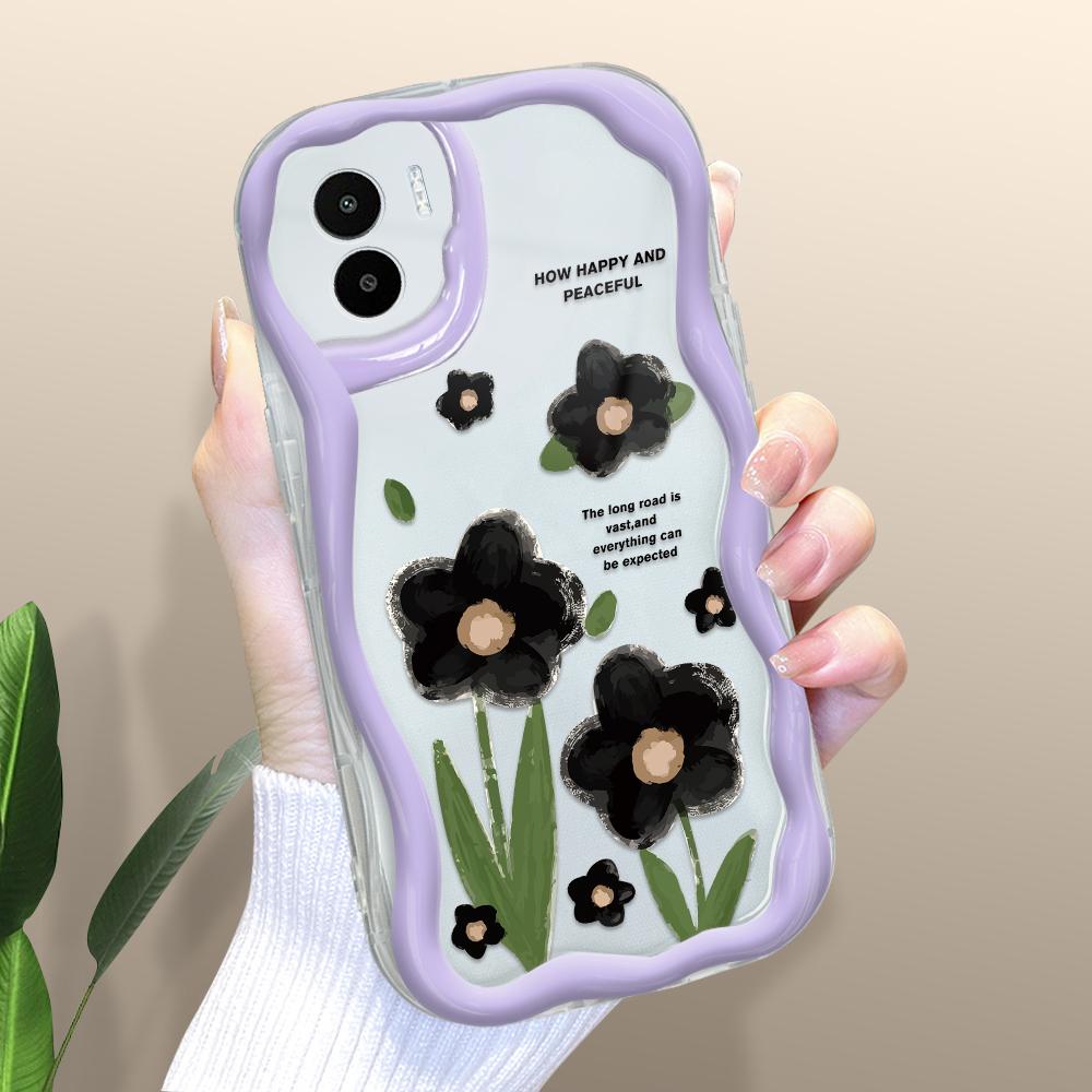 Roztomilý kreslený vzor krémová textura pouzdro vlnitý okraj měkký silikonový kryt pouzdro na telefon pro Xiaomi Redmi