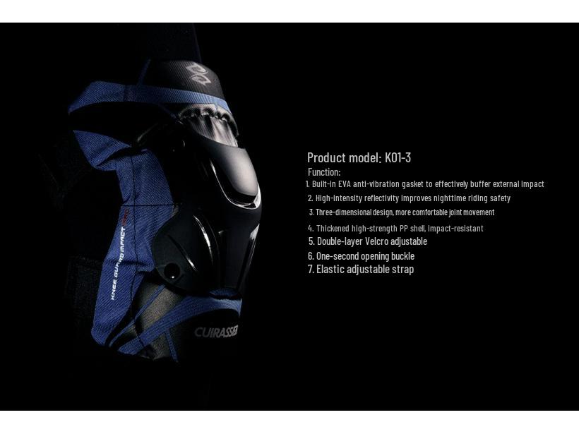 CUIRASSIER Motorcycle Knee Pads Off-Road Leg Guards, Knight Protective Gear, Model K01-3, Navy Blue