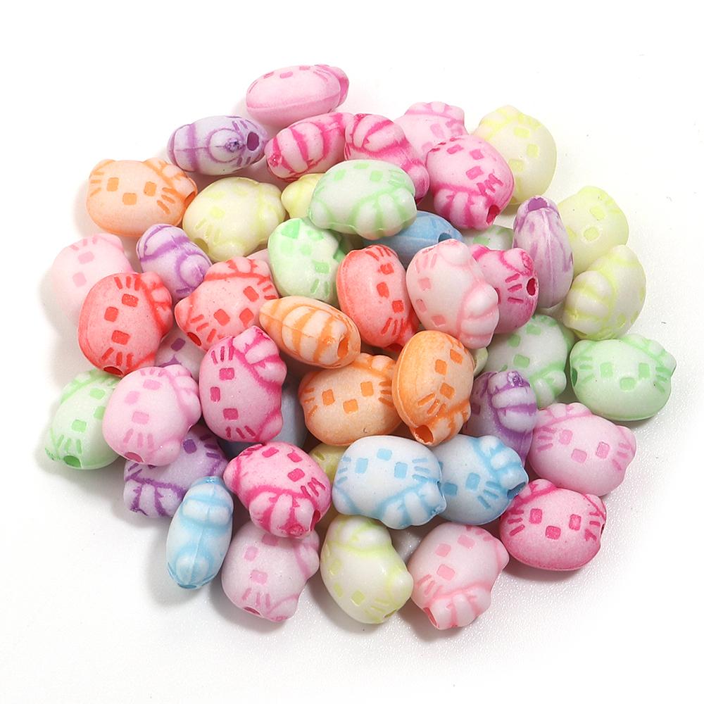 200pcs/lot Multiple Styles Plastic Beads Cat Flower Star Fish Shell Beads Loose Spacer Beads For Jewelry Making DIY Accessories