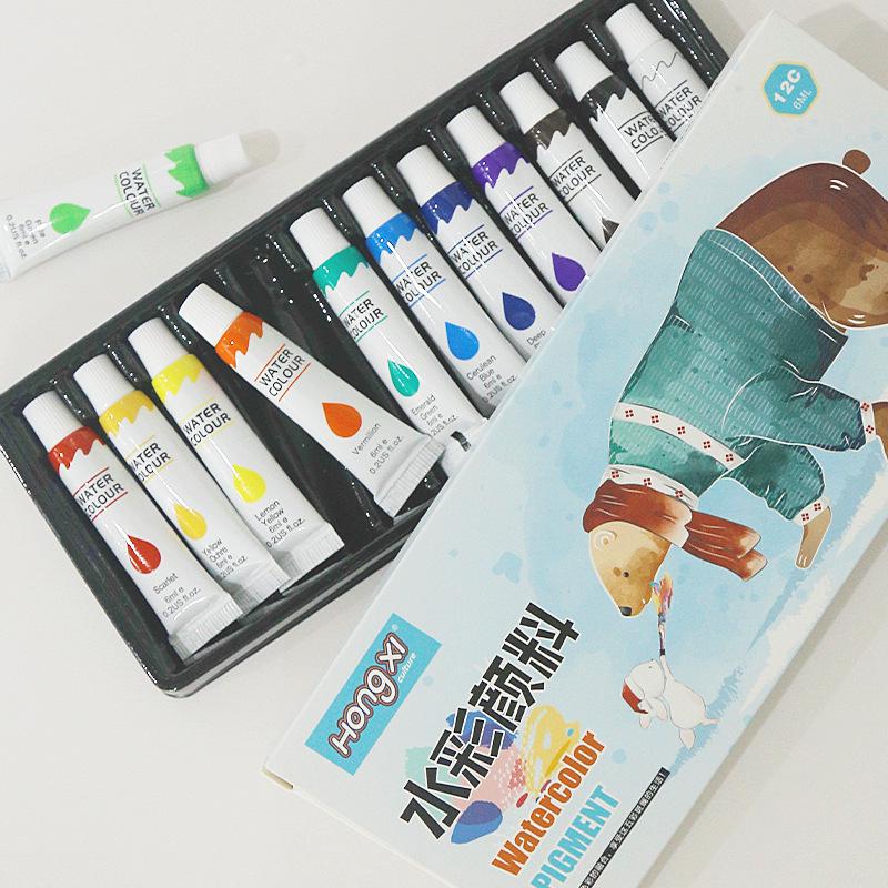 Wasbare Waterverf Set voor Kinderen - 6 ml, 12/18/24 Kleuren, Logo op Maat Beschikbaar
