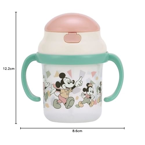 skater baby straw hopper two-handed mug 230ml disney mickey mouse one push silicone straw ksh2-a for ages 8 months and up