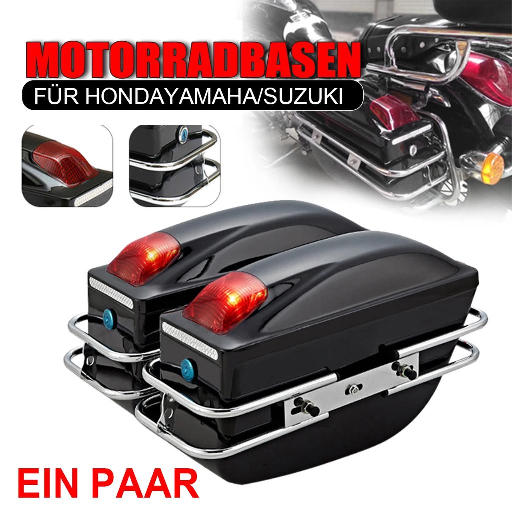 Motorcycle Trunk Case Travel Luggage Storage Box Headlight hard box saddle bag suspension box Honda/Yamaha/Suzuki Black
