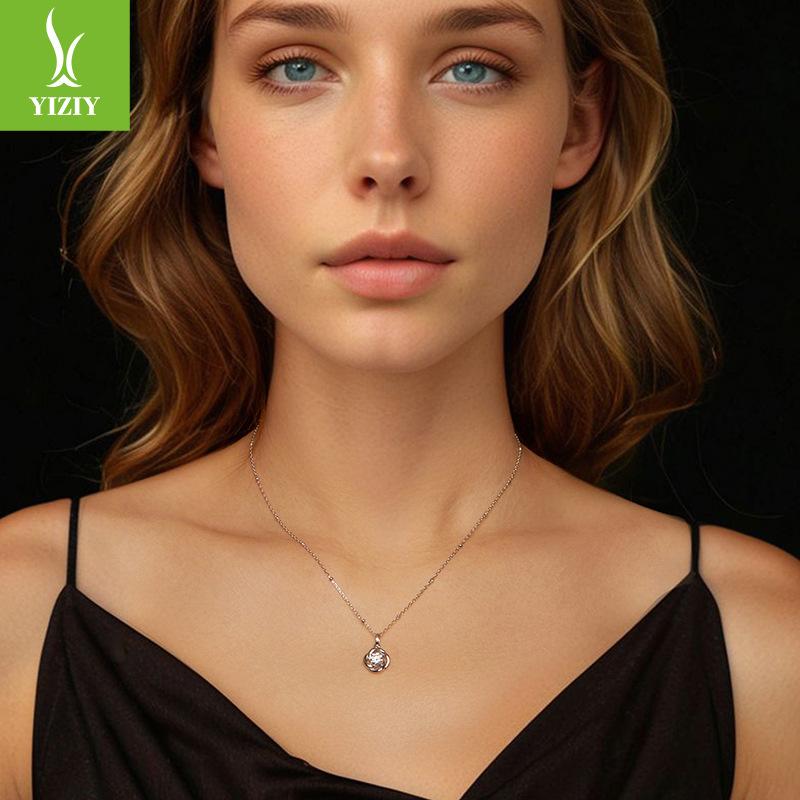 Cross-Border Four-Leaf Clover Moissanite Necklace Women'S Light Luxury Niche Simple High-End Sense S925 Silver Collarbone Chain