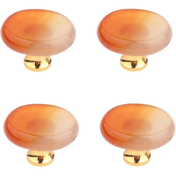 Cabinet Knobs Single Hole Nature Stone Drawer Handles Knobs Cupboard Drawer Pull Kitchen Cabinet Knob 4Pcs 9