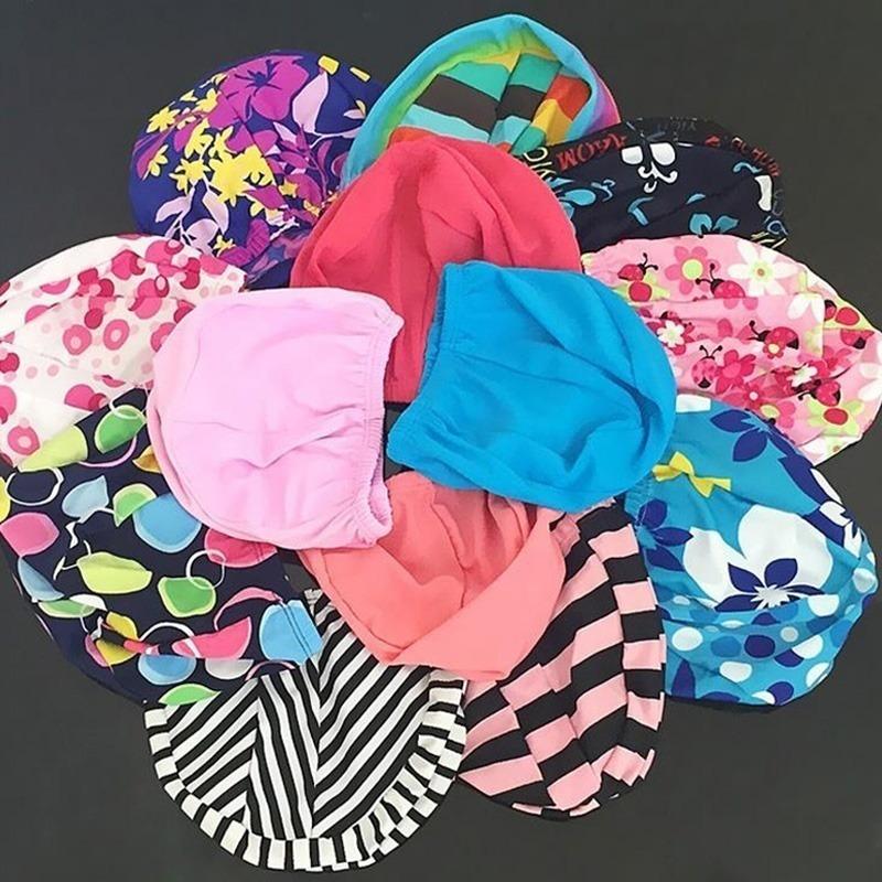 Mix-color Swimming Caps Unisex Pattern Random Sporty Polyester Water Sport Pool Swimming Bathing Cap Hat for Swimming Pool