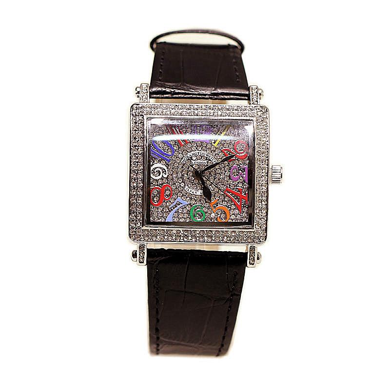 Stesso Orologio Digitale Retro da Donna Quadrato Full Diamond al Quarzo Impermeabile con Cinturino in Pelle