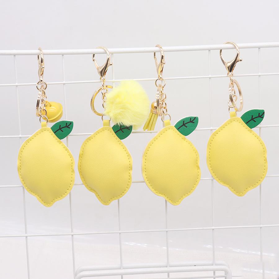 Lemon PU Leather Women's Bag Charm Keychain Ornament