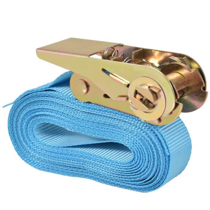 VidaXL Sangle d’arrimage à cliquet 10 pcs 0,8 tonne 4 m x 25 mm Bleu