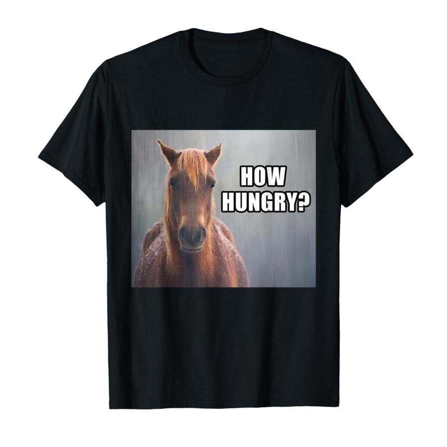 

How Hungry_ Sad Horse Meme Funny T-shirt For Men Women 100% Cotton T Shirts Short Sleeve Tops 0313-1 - Men s Summer Cotton Gr... S разноцветный