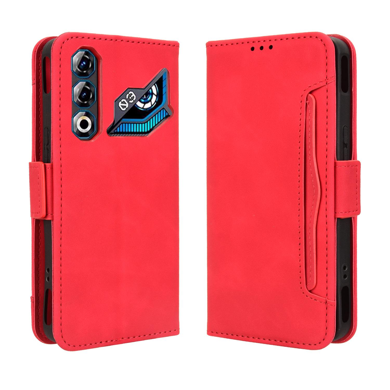 

For ZTE nubia Neo 3 GT 5G Leather Case Phone Wallet Cover with Multiple Card Slots Red