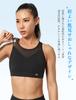 Yvette Sports Back Size 2XL Black Women's Bra, High-Support, One-Piece Crossback, Quick-Drying, Non-Slip, Cross-Back, Hook, Mesh, Workout, Gym, Plus,