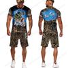 3D Fishing Printed Men's Casual Loose Tees/Trosuers/Suits Spring Summer Oversized Harajuku Funny Graphic Top Shorts Clothing Set