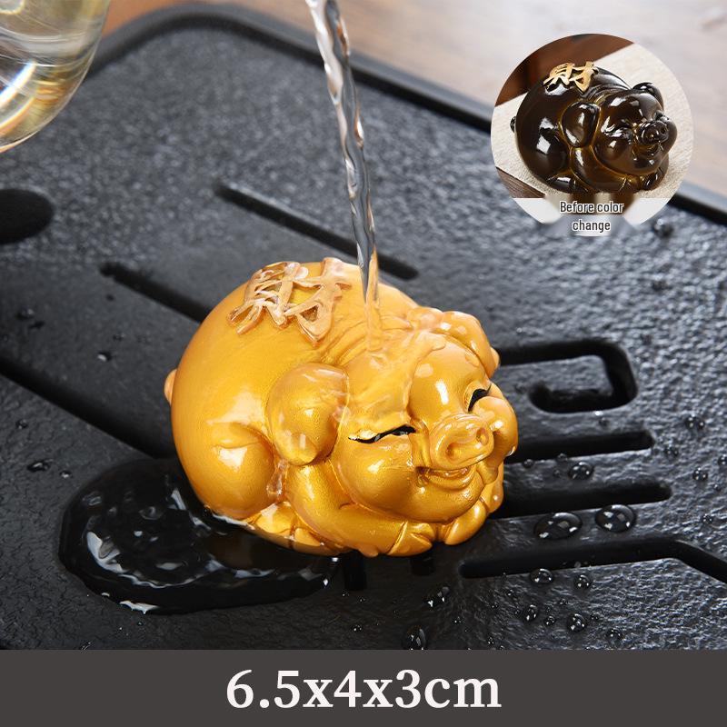 Instantly Enchanting Color-Changing Pixiu Gold Toad Tea Pet - Exquisite Tea Table Ornament (Raiseable)