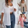Frühlings- und Sommer Damen Eleganter Strickcardigan Ajour Kurzärmelig Sonnenschutz Tops für Damen