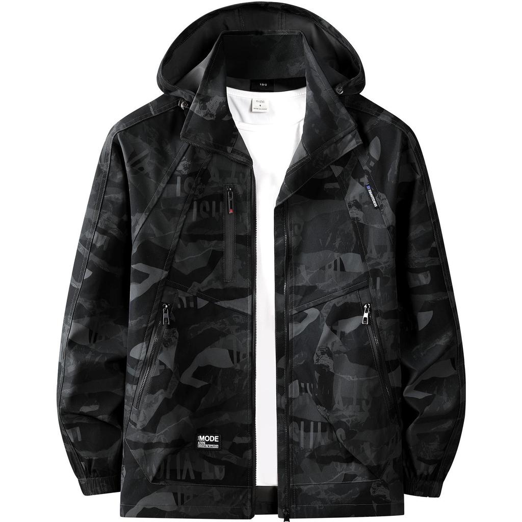 Men's Camouflage Hooded Workwear Set: Protective Mountaineering & Tactical Shell Jacket for Spring/Autumn
