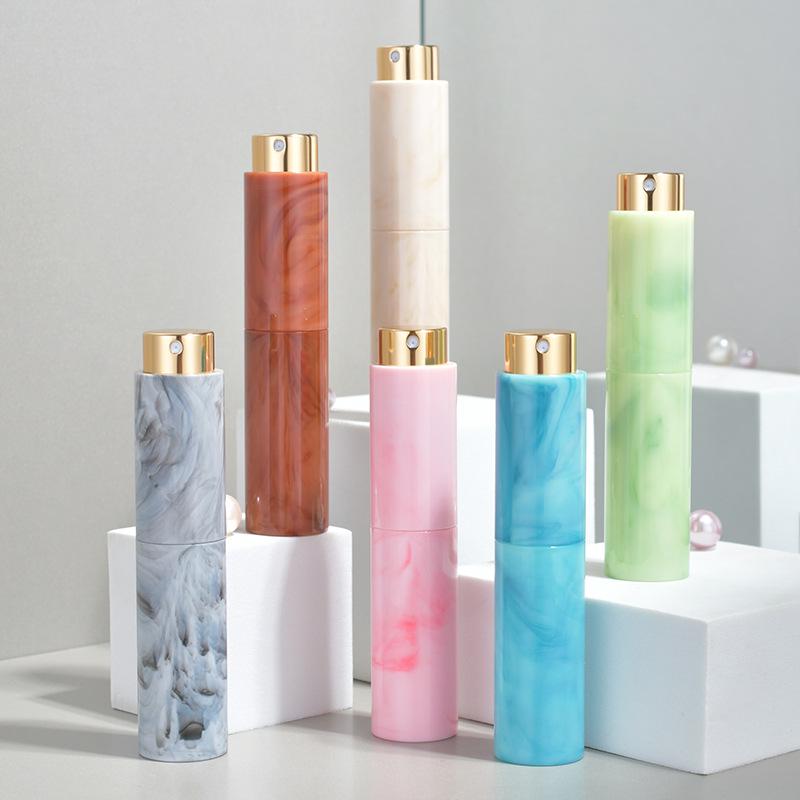 Portable 10ML Refillable Perfume Bottle with Imitation Marble Design, Glass Liner, and Fine Mist Sprayer 10ml; Blue; Glass