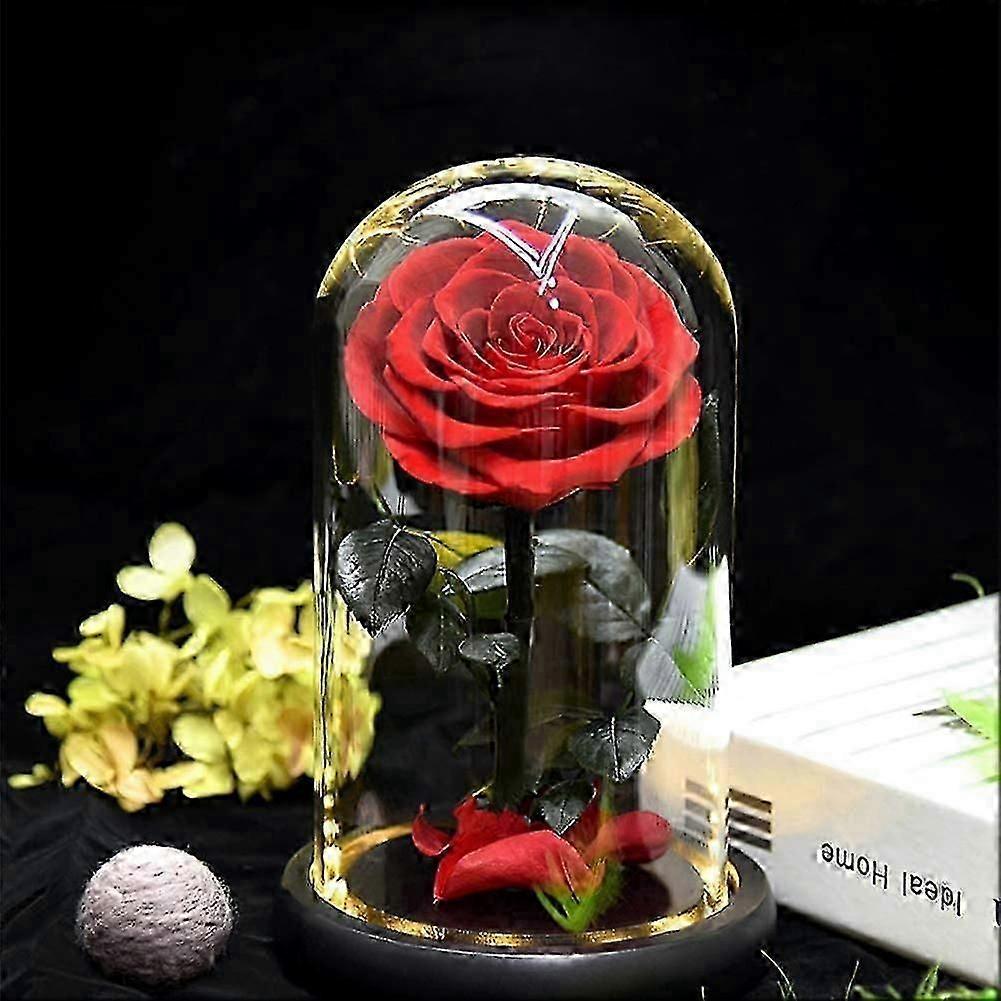 Rose That Lasts Eternal compatible withever Preserved Flower in Glass Dome Lamp compatible with Valentine's Mother's Day Gift Box