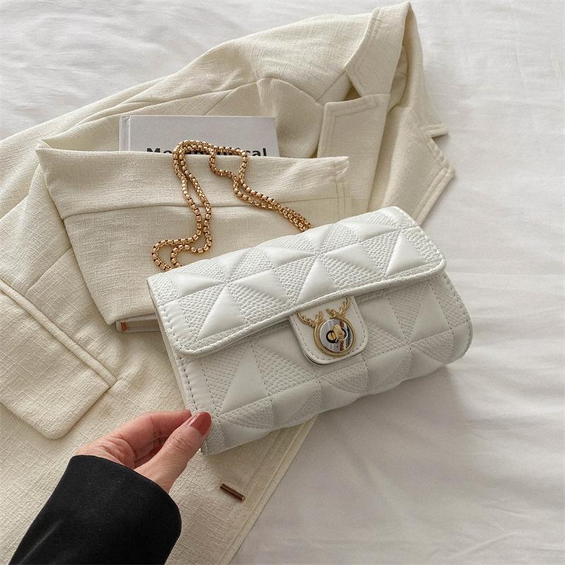 

Foreign style casual bag women s 2024 new simple shoulder messenger bag fashionable diamond square bag chain casual bag білий