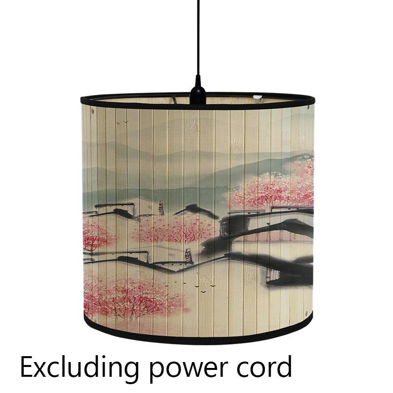 Kwiatowy Ptak Nadruk Klosz Lampy Składany Retro Bambusowy Klosz Lampy Ręcznie Robione Zielone Rośliny Klosze Lampy