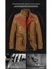 Men's Autumn/Winter Slim Stand-Up Collar Mid-Length PU Leather Motorcycle Jacket with Fur Trim