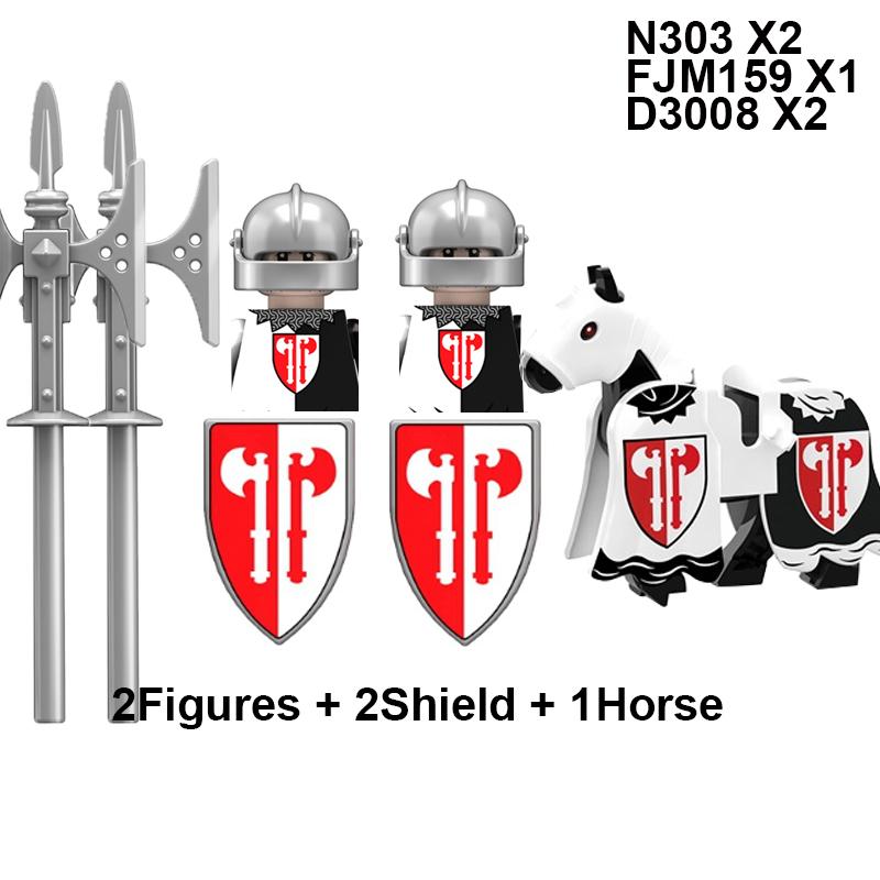 Military Building Blocks Medieval Solider Knights Equipments Mount War-Horse Wolf Flag Vests Shields Fiery Dragon Mini Brick Toy