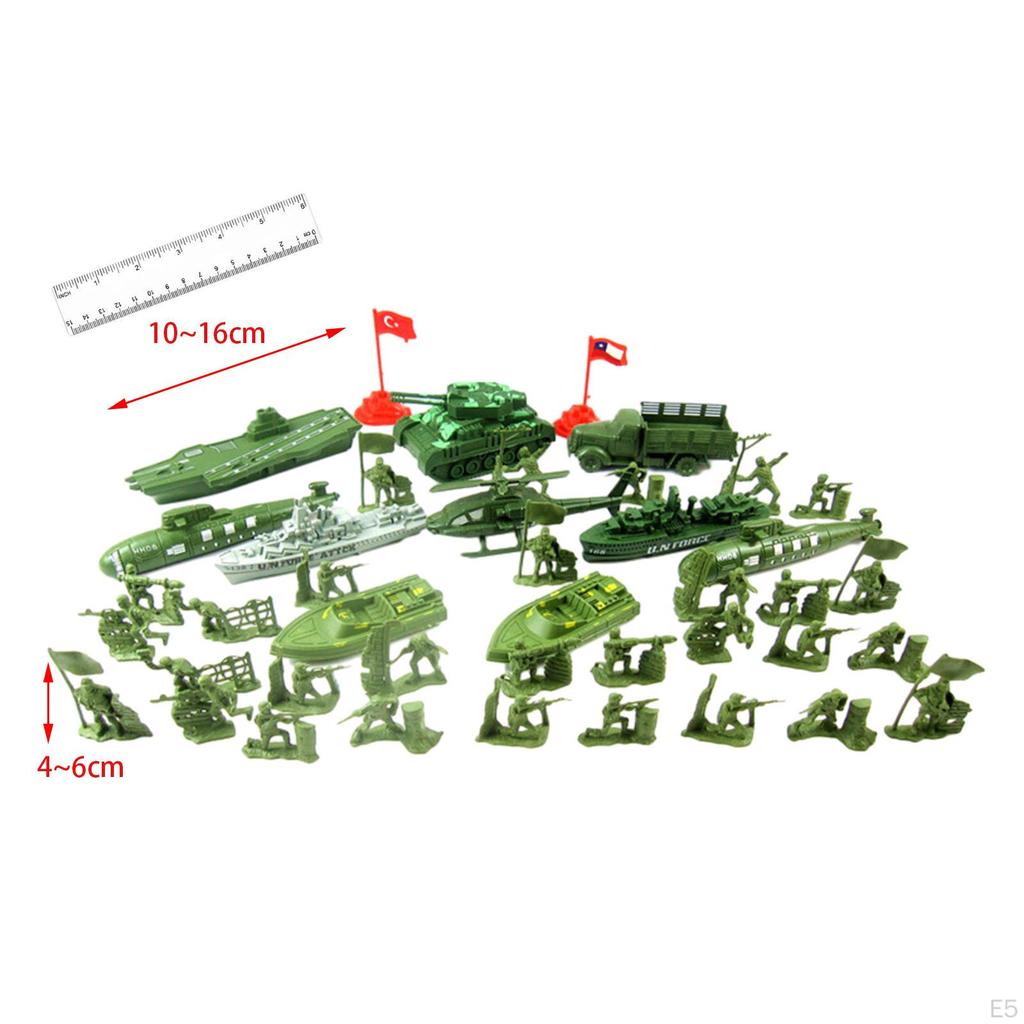 52 Pieces Soldier Figures Toys Playset Sand Table Decor Mini Layout Model Men Soldiers with