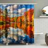 High-Quality Autumn Scenery Shower Curtain Reflecting Leaf Colors In Waterfall Design Waterproof Bath Decor For Home Decoration
