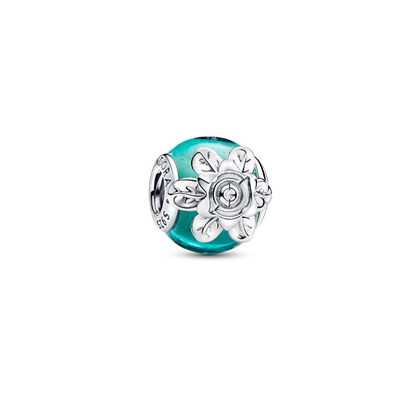 Pandora Flower Decoration 925 Silver Pendant Women's Blue 793191C00